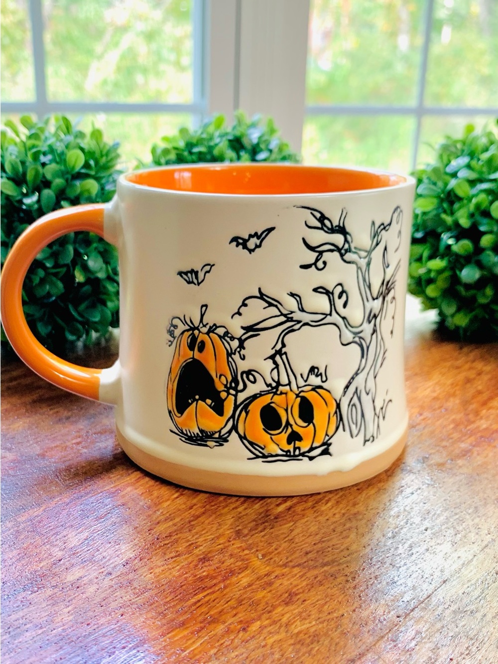 Halloween Pumpkin /Snowman Ceramic Coffee Mug - Orange & White/ Red White.